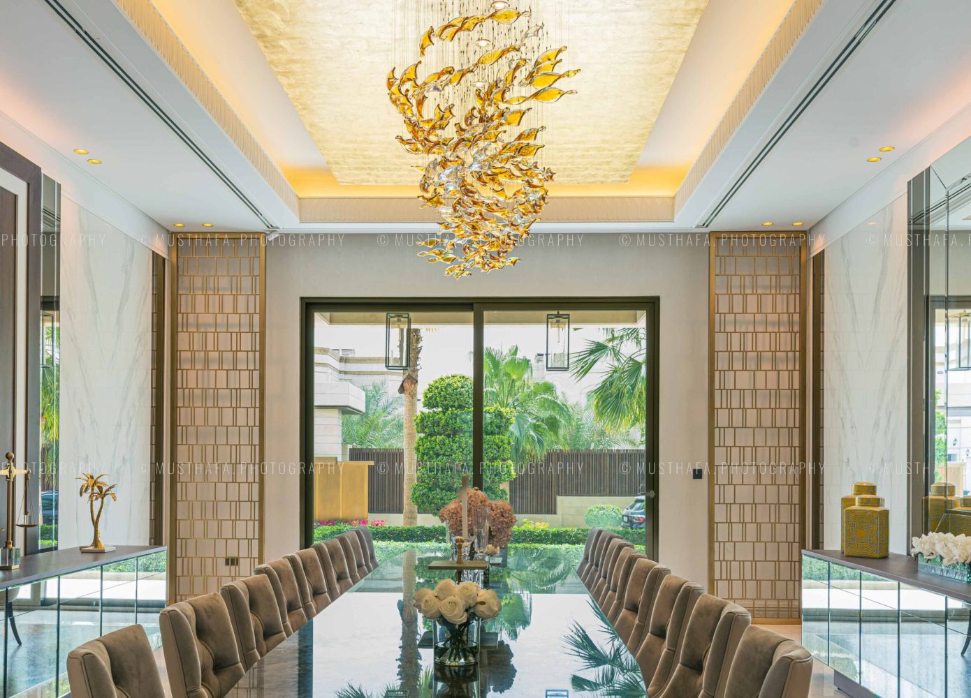 Dubai Villa Interior Photographer UAE Photography Fit Out chandelier ceiling lighting installation 08