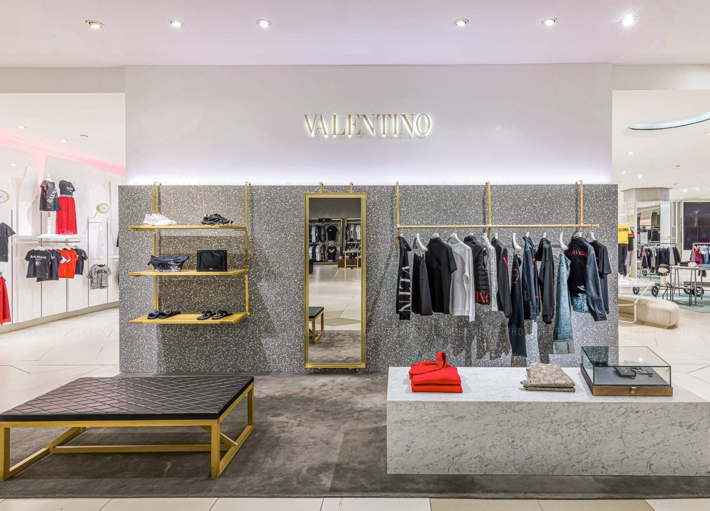 harvey nichols valentino menswear section interior photography Dubai Mall of Emirates Abu Dhabi UAE Qatar Doha Kuwait Bahrain Oman Saudi Arabia KSA Riyadh Bahrain